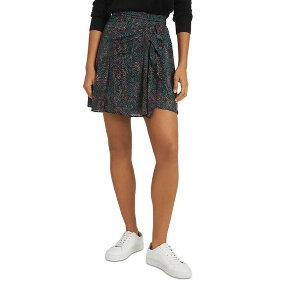 Reiss Skyla Snake Print Chiffon Mini Skirt Green Womens Size 6 - Picture 4 of 10